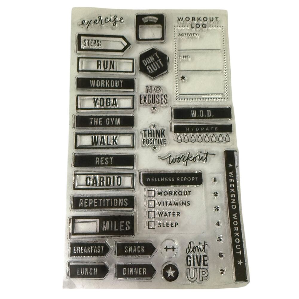 Me & My Bigs Ideas The Happy Planner 29 Fitness Themes Clear Rubber Stamps